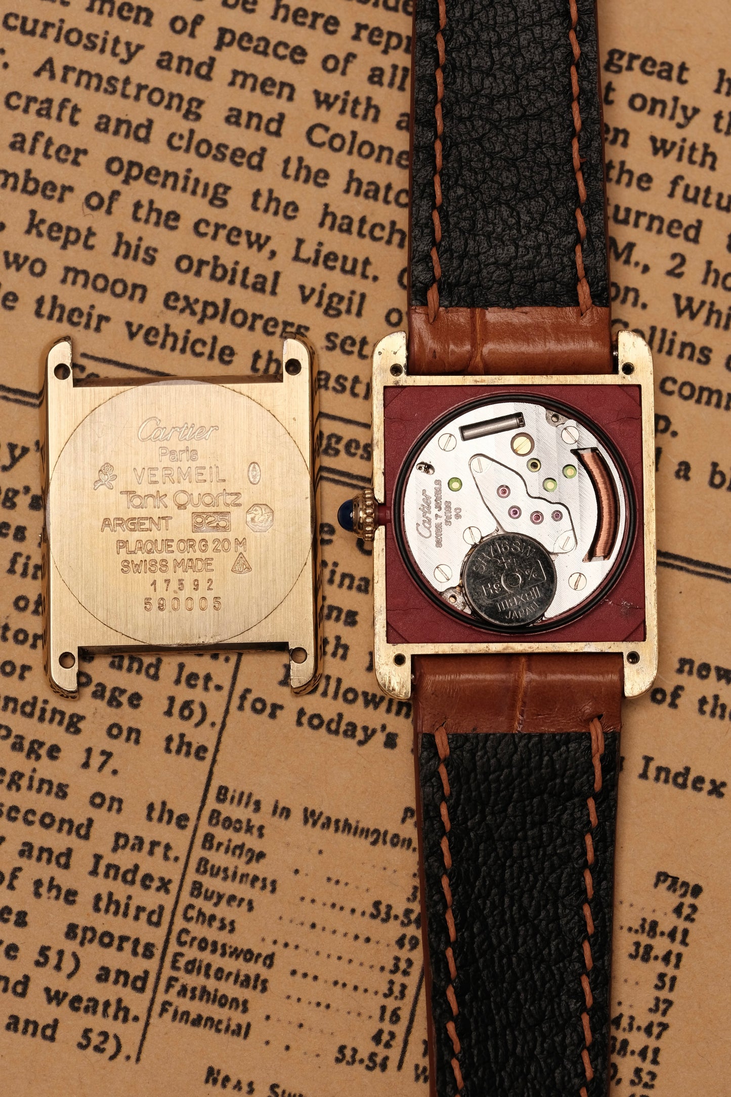 1990's CARTIER MUST DE CARTIER TANK VERMEIL ROMAN DIAL Quartz