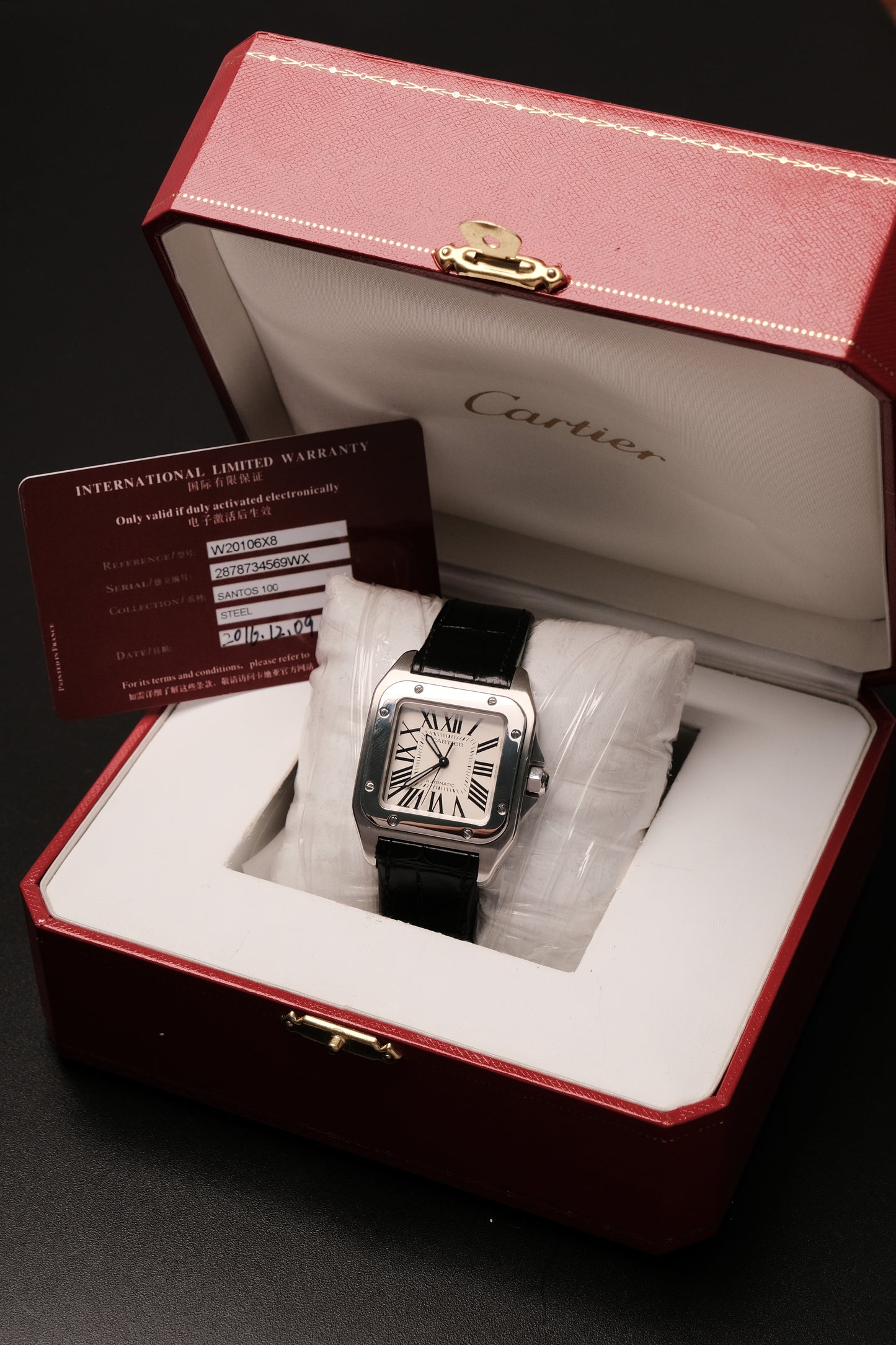 (Full set) Cartier Santos 100 W20126X8 2878 MM White 33mm Automatic Watch