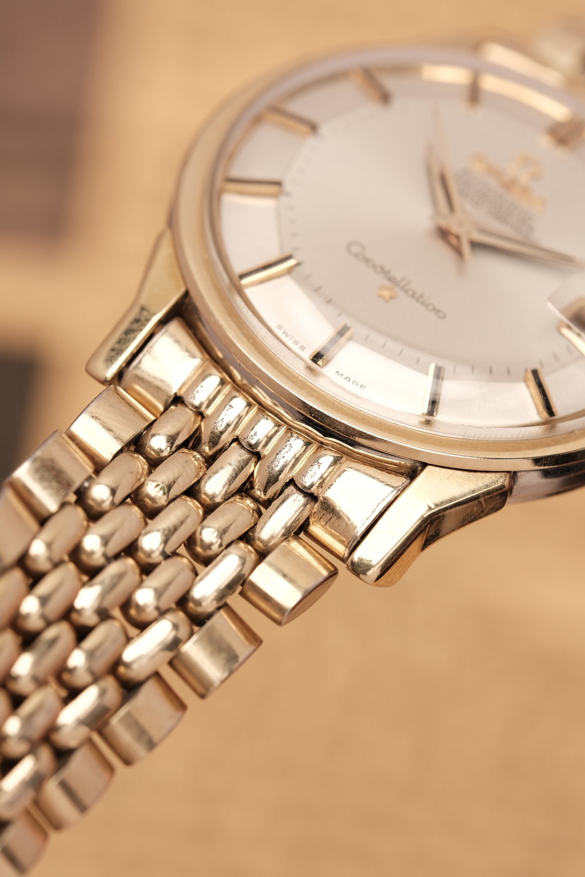 1966 OMEGA CONSTELLATION PIE PAN DOG LEG White Dial AUTOMATIC REF. 168.005 + BOX + Beads of rice bracelet
