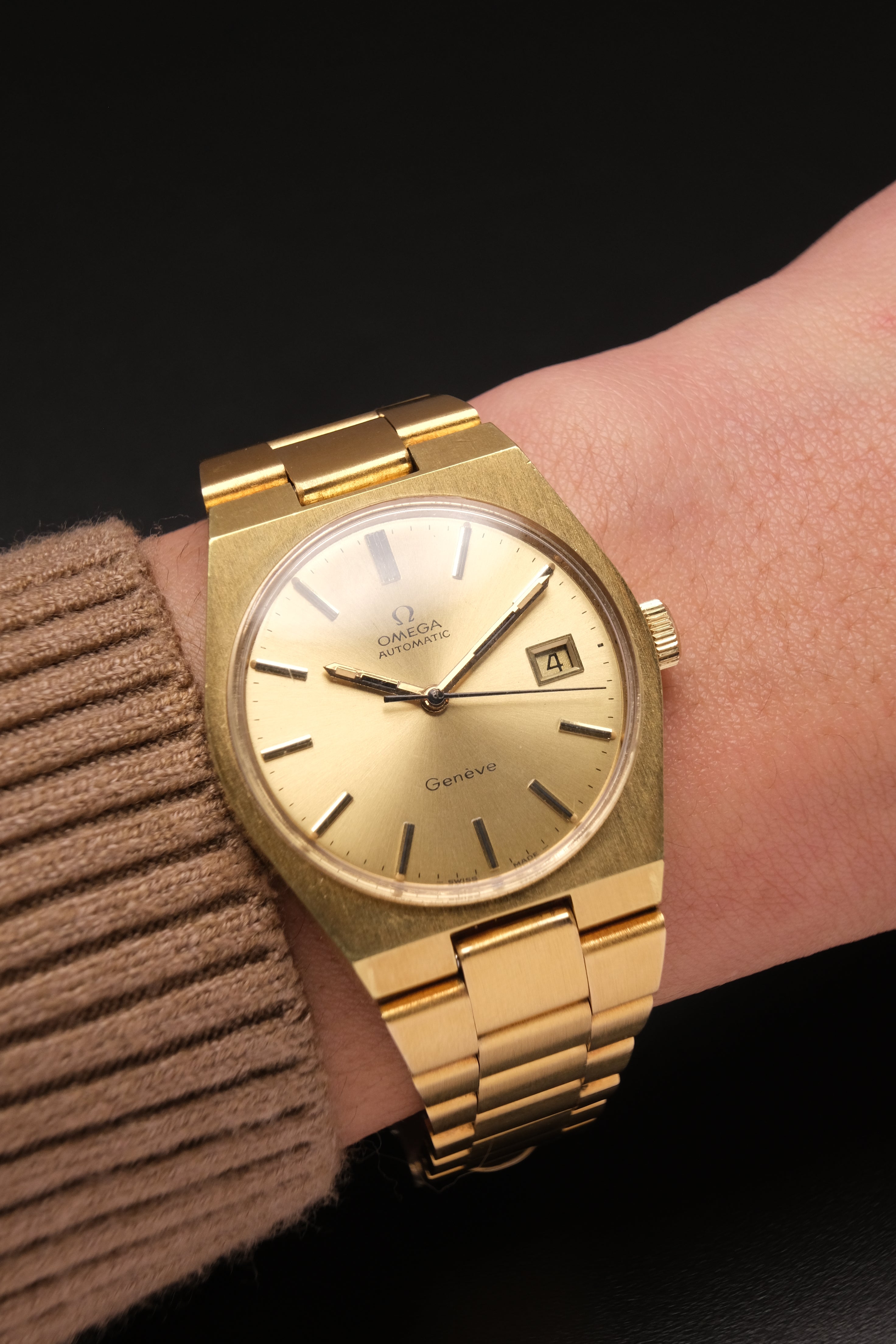 Vintage Omega Genève 166099 Gold Case Gold Bracelet – Vintagetica