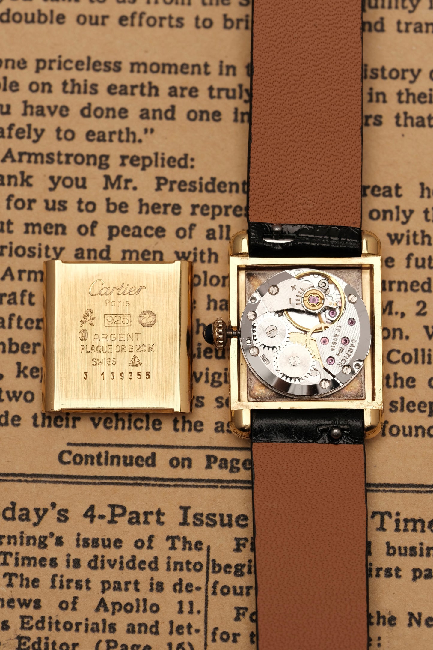 CARTIER MUST DE TANK VERMEIL (SM 20x28mm) BURGUNDY RED DIAL HAND WINDING
