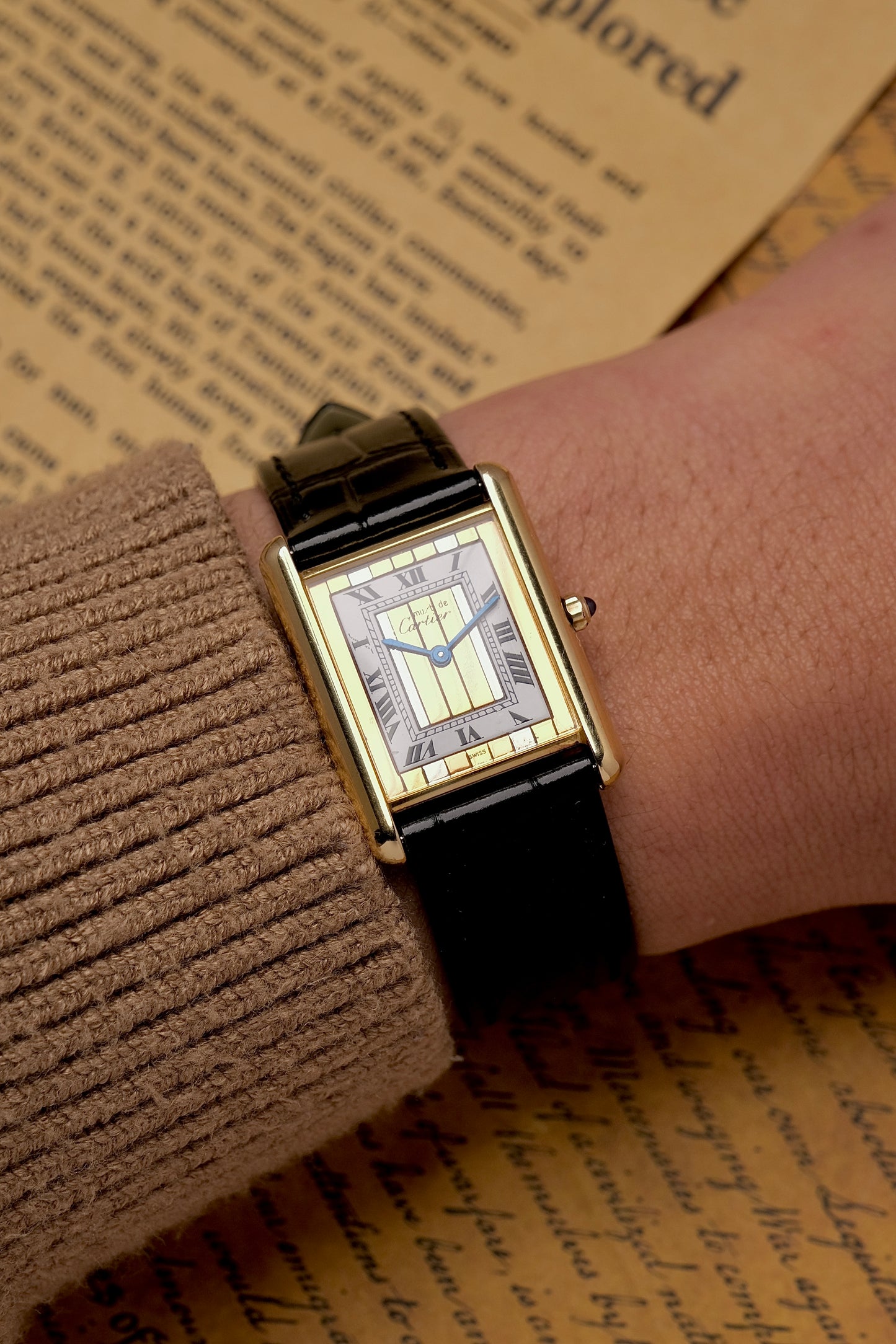 CARTIER MUST DE CARTIER TANK VERMEIL "TRINITY" DIAL REF. 681006