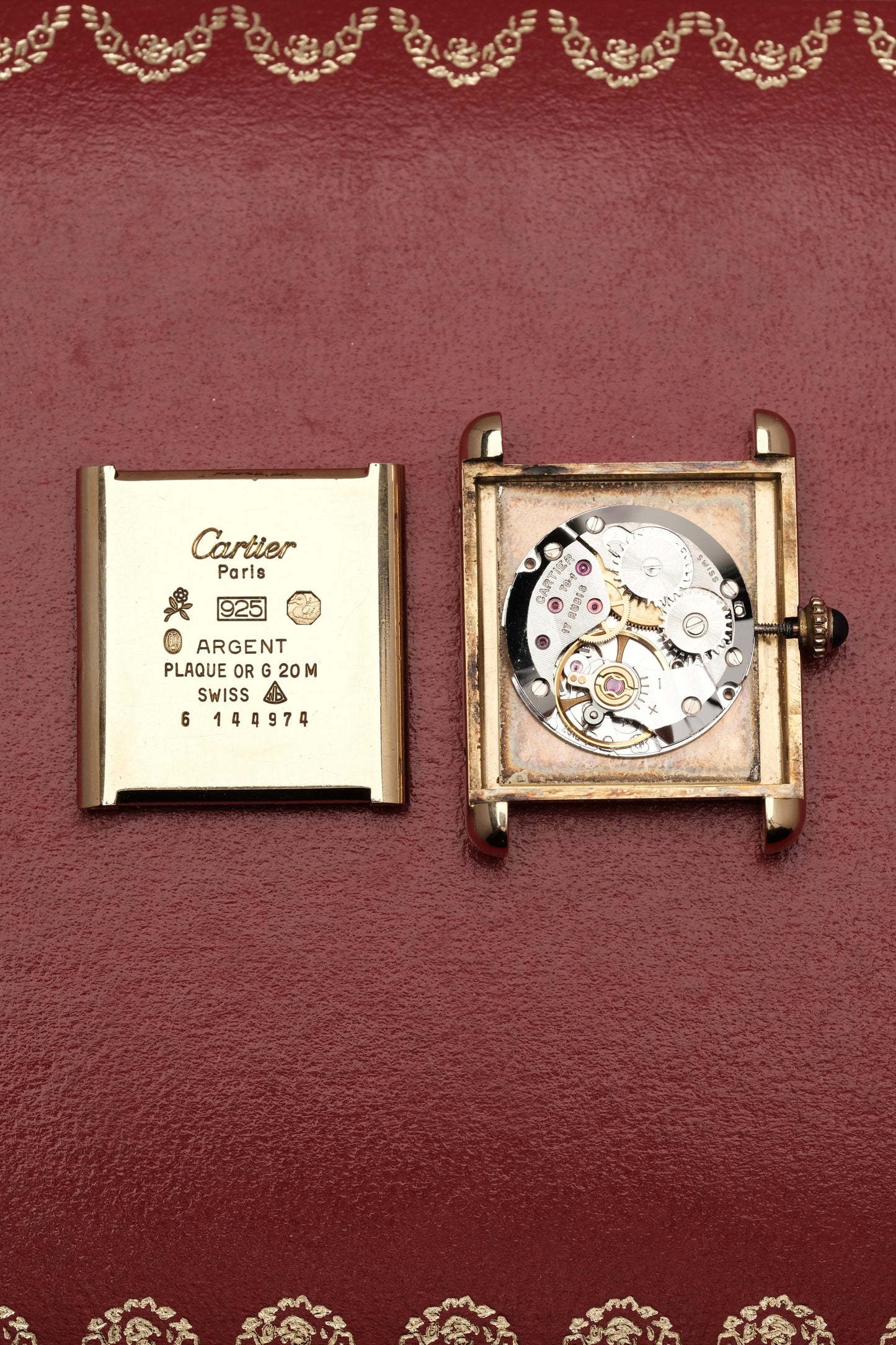 CARTIER MUST DE TANK VERMEIL (LM 23x31mm) ROMAN DIAL HAND WINDING 6144974 + BOX