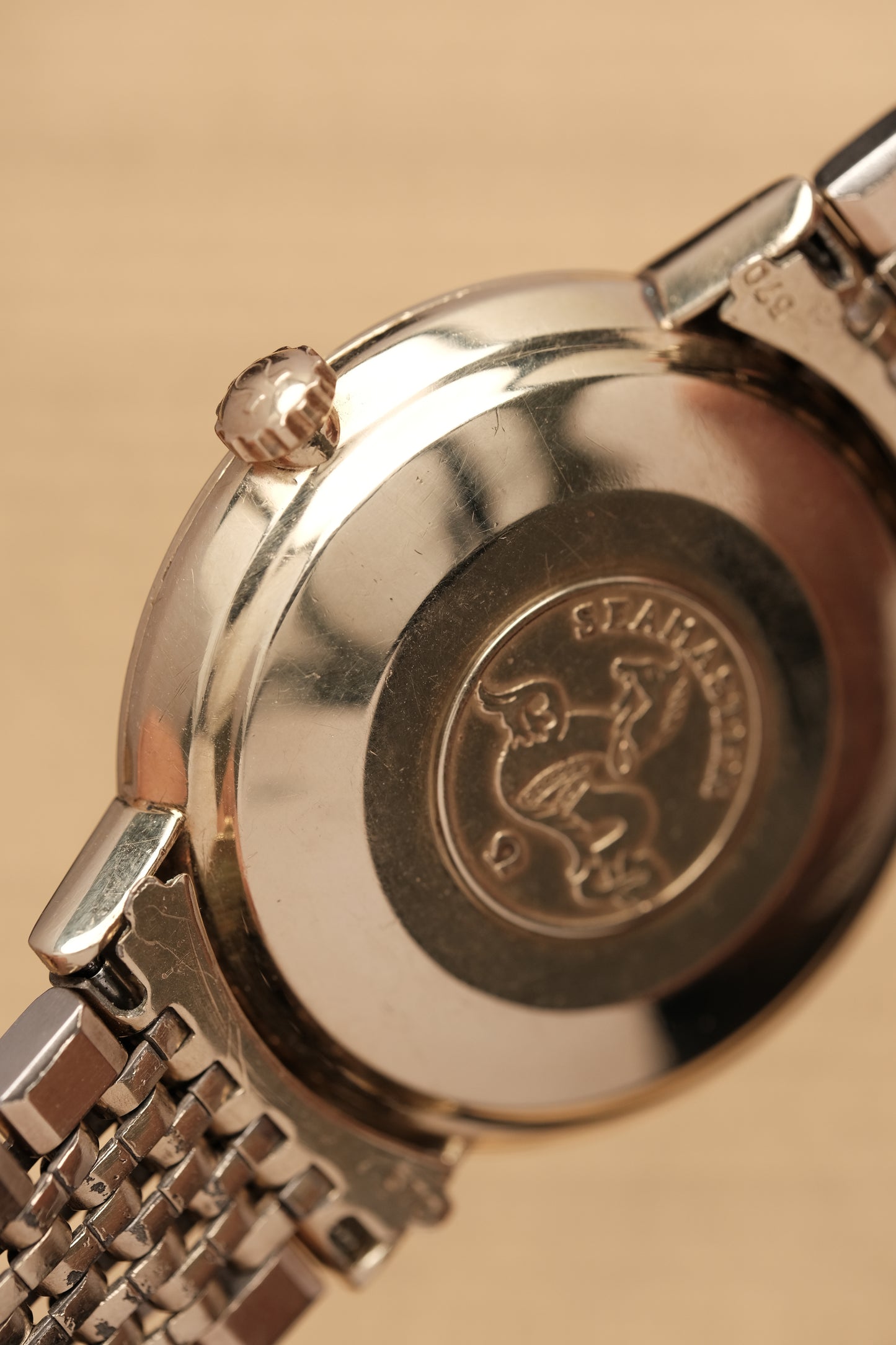1967  14K Solid Gold Omega Seamaster De Ville reference LL 6590-1 34mm with Gold beads of rice bracelet