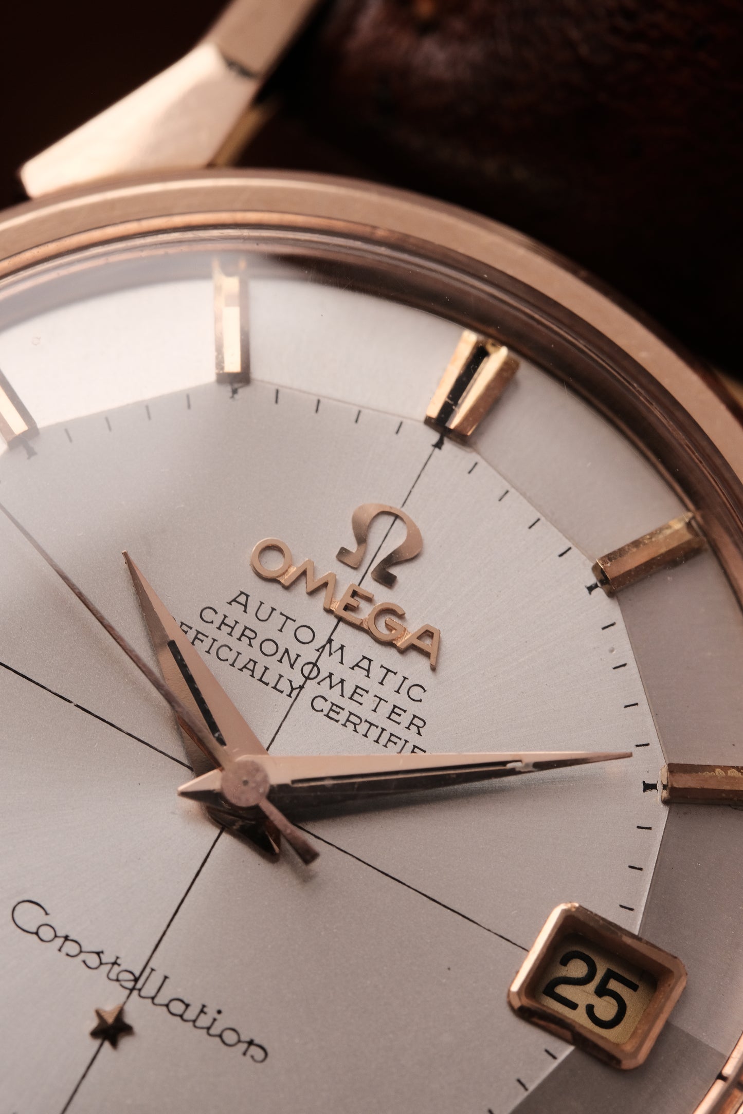 1966 OMEGA CONSTELLATION PIE PAN DOG LEG CROSS HAIR DIAL  ROSE GOLD  AUTOMATIC CHRONOMETER REF. 168.005