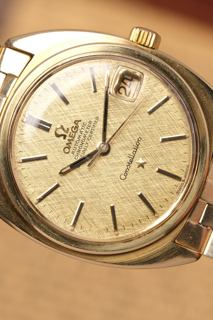 1969 OMEGA Constellation C-shape Day Chronometer Linen Champagne Dial - 168.017