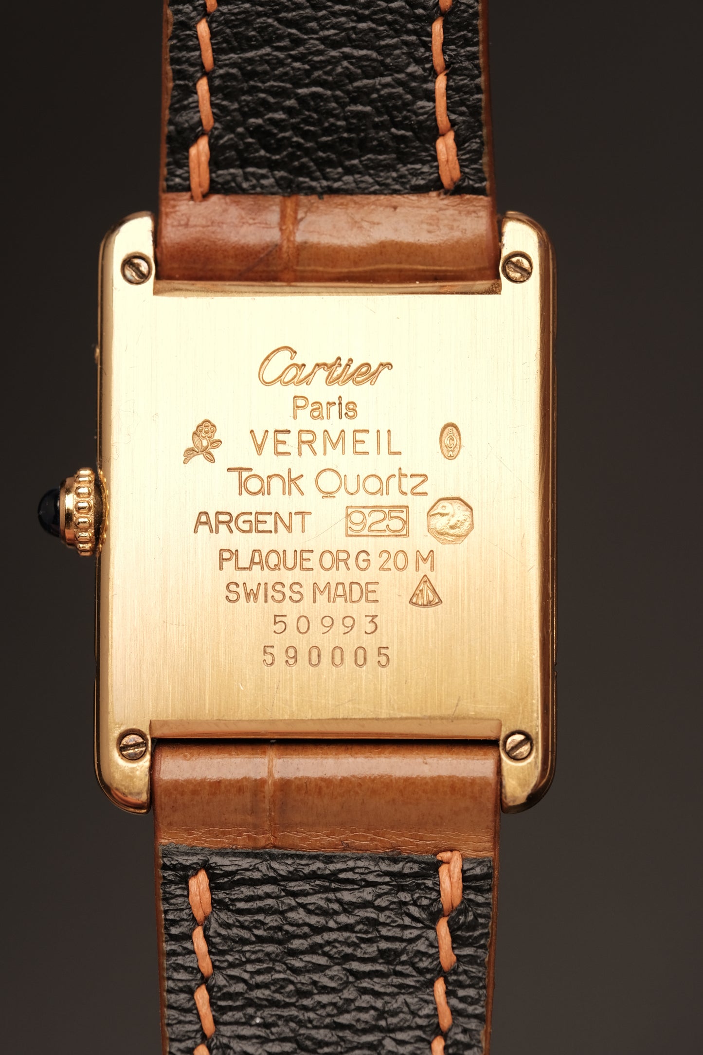 CARTIER MUST DE TANK VERMEIL (LM 23x31mm) ROMAN DIAL QUARTZ