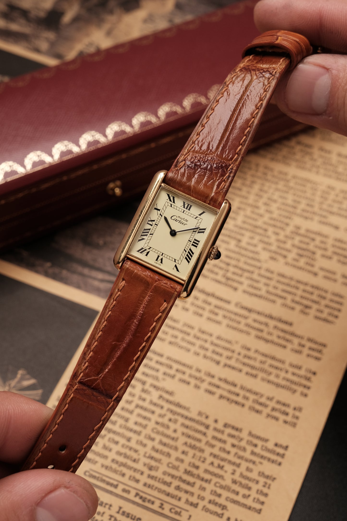 CARTIER MUST DE CARTIER TANK Hand Winding VERMEIL ROMAN DIAL REF. 6 219393