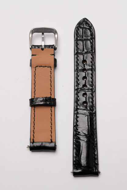 Matte Black Alligator Leather Strap