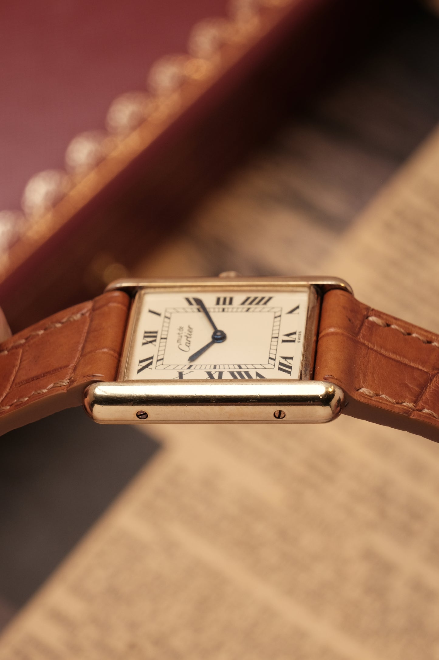 CARTIER MUST DE CARTIER TANK VERMEIL ROMAN DIAL REF. 64221