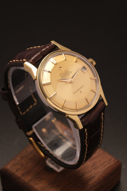 OMEGA CONSTELLATION PIE PAN DOG LEG GOLD AUTOMATIC CHRONOMETER REF. 168.005