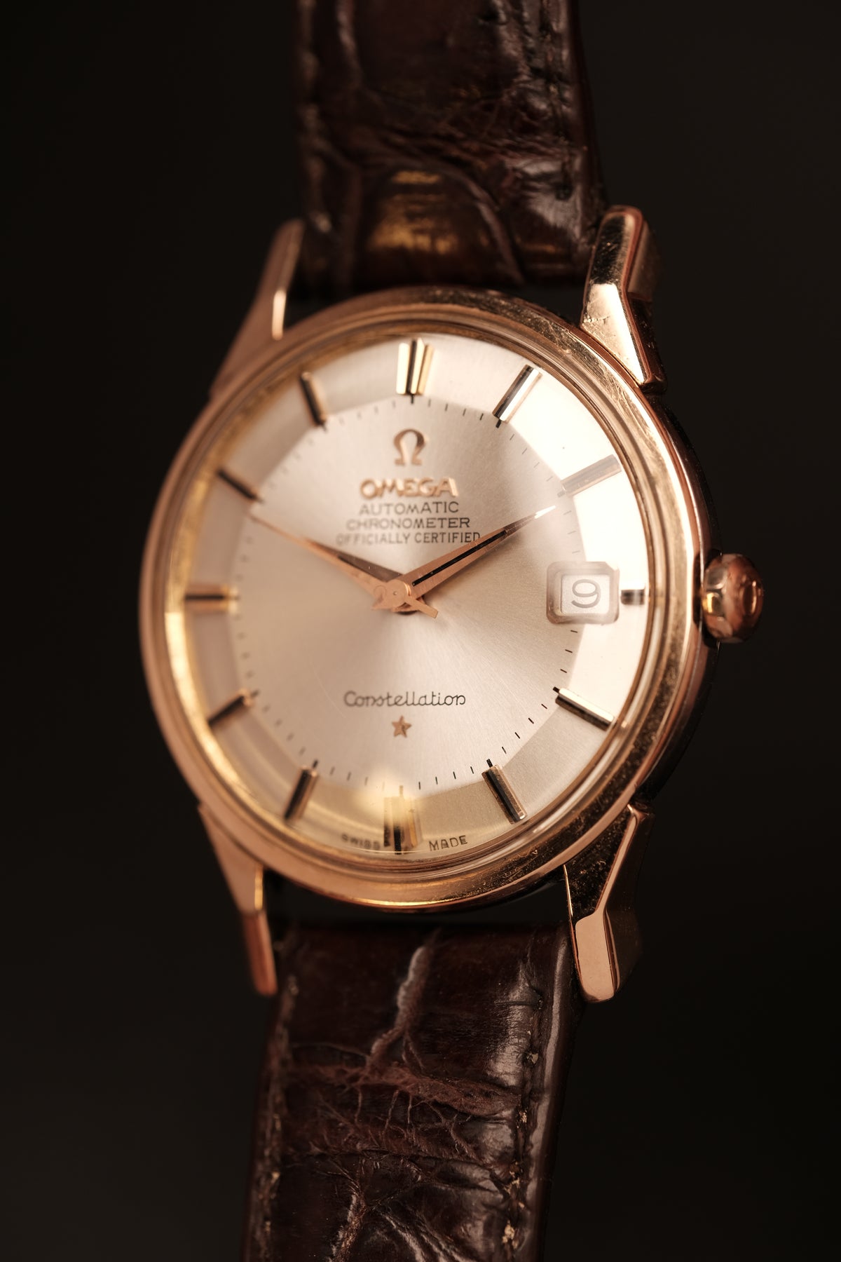 1964 OMEGA CONSTELLATION PIE PAN DOG LEG White Dial Rose Gold AUTOMATIC CHRONOMETER REF. 168.005