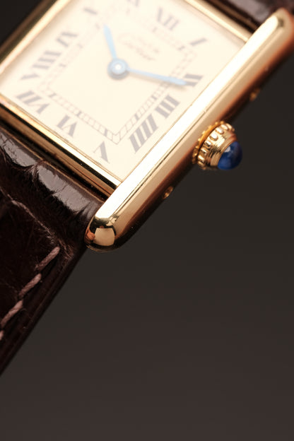 Vintage Cartier Must De Tank Vermeil (SM 20x28mm) ROMAN Ivory DIAL QUARTZ Ref.5057001