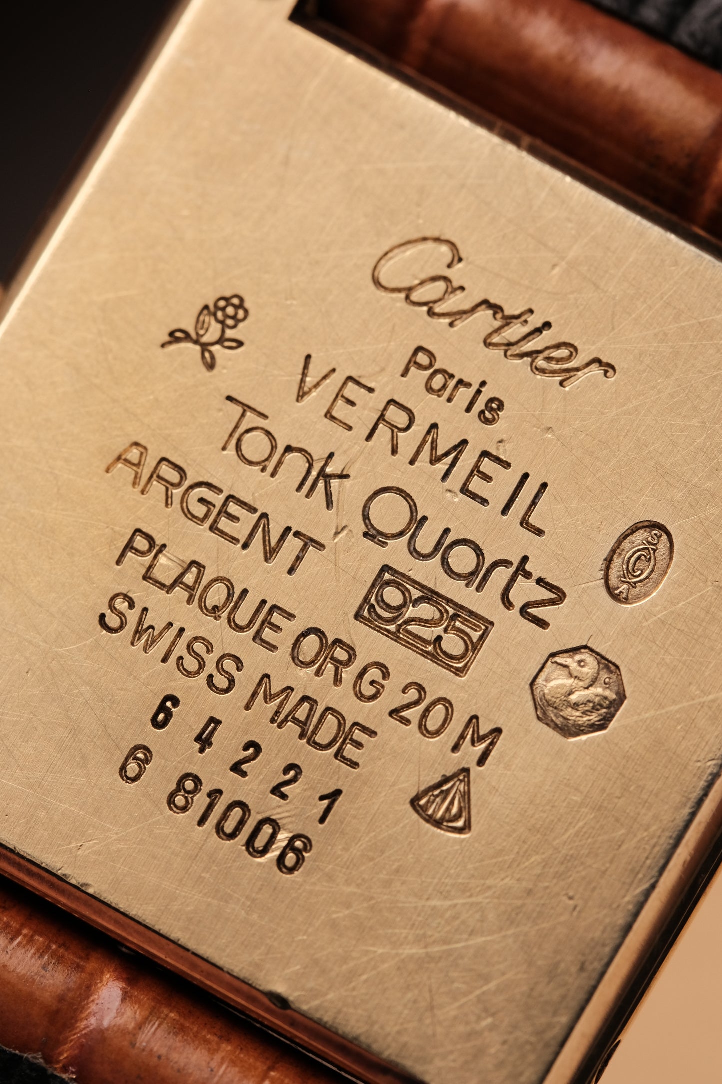 CARTIER MUST DE CARTIER TANK VERMEIL ROMAN DIAL REF. 64221