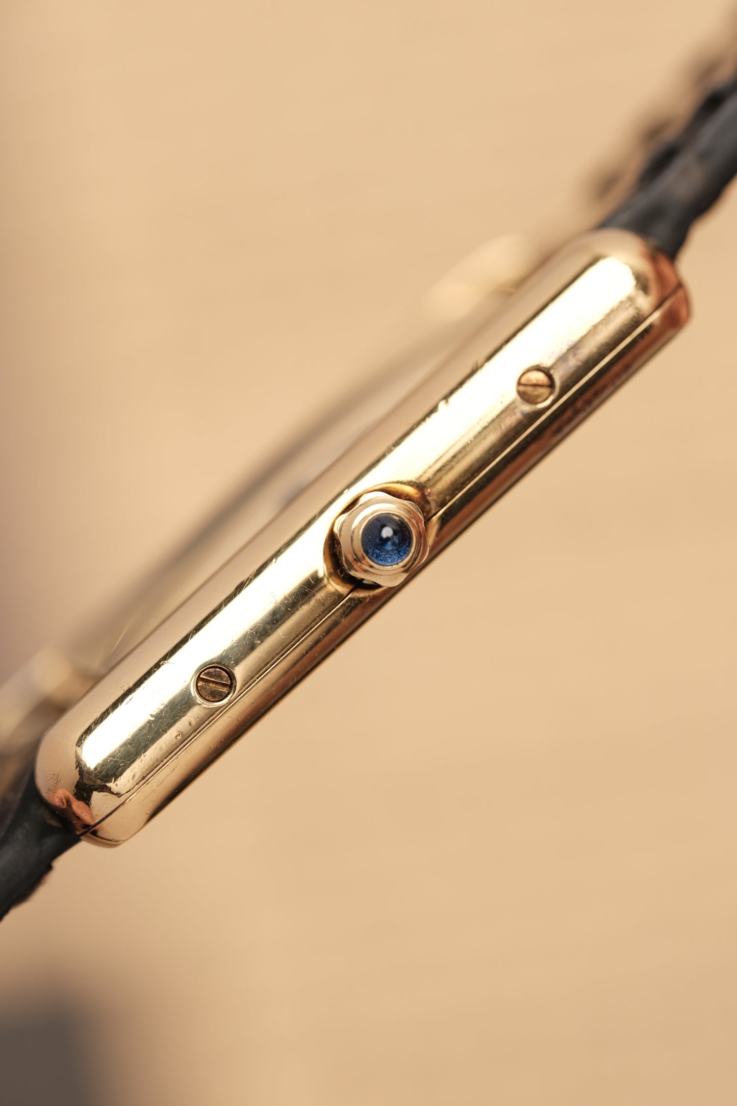CARTIER MUST DE TANK VERMEIL (LM 23x31mm) ROMAN DIAL QUARTZ + Black Strap
