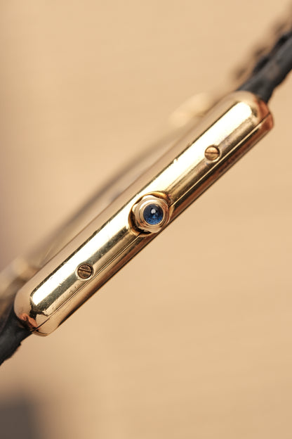 CARTIER MUST DE TANK VERMEIL (LM 23x31mm) ROMAN DIAL QUARTZ + Black Strap
