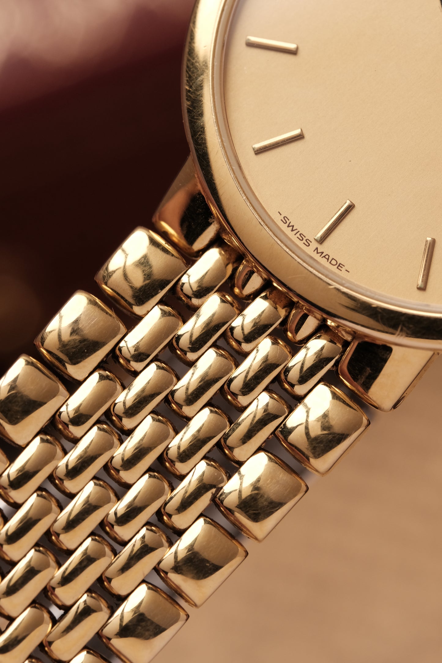 1990's (New Old Stock) Omega De Ville 395 0875.2 Quartz Gold Plated Integrated Bracelet