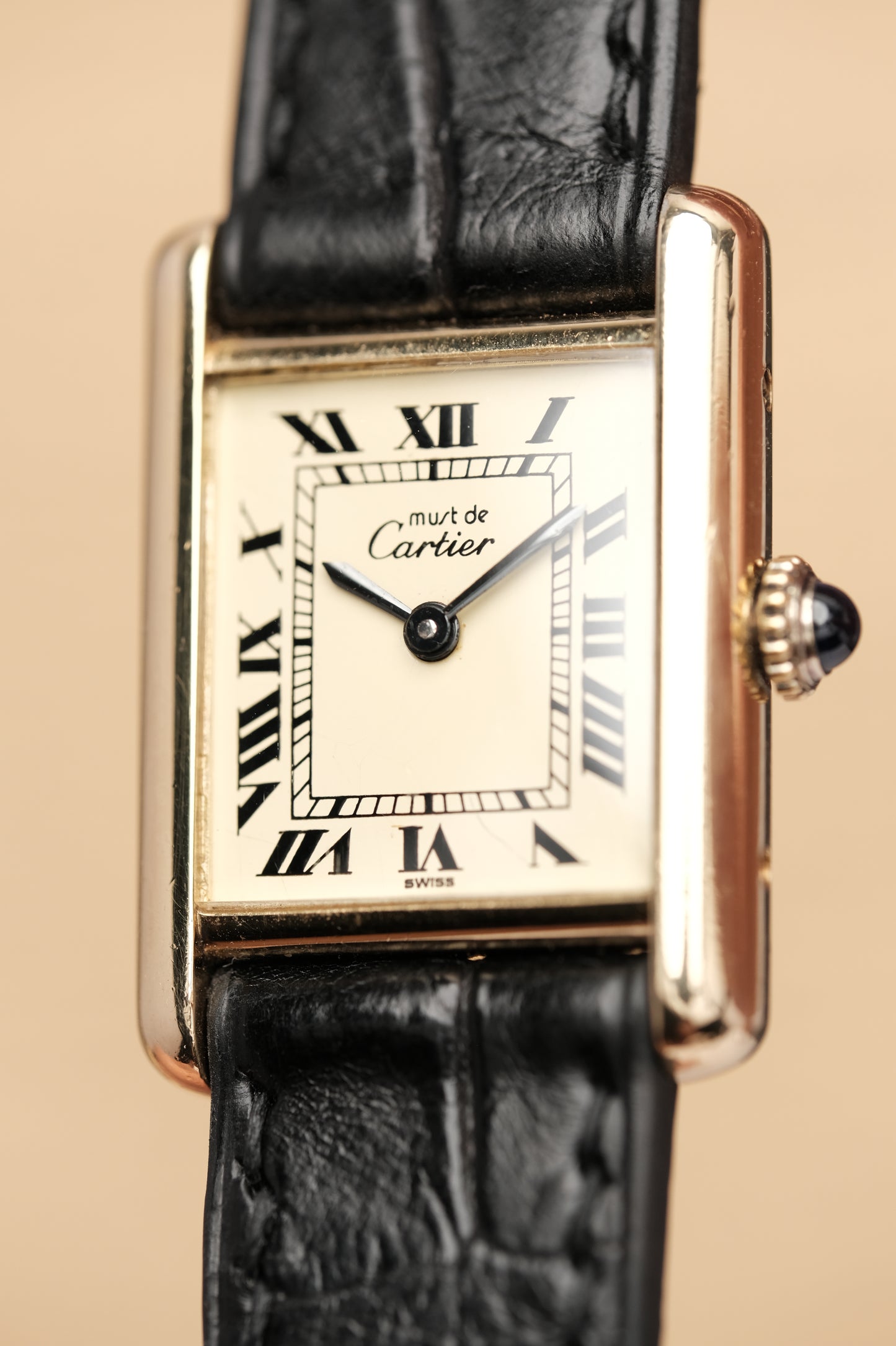 Vintage Cartier Must De Tank Vermeil (SM 20x28mm) ROMAN DIAL Hand Windding Ref.3096998