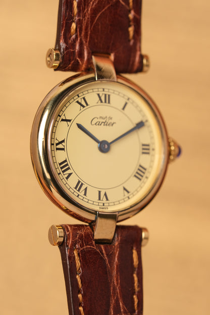 Ladies Cartier Must Vendome Vermeil 1851 ARGENT 925 Gold Plated 24MM ( Fullset)