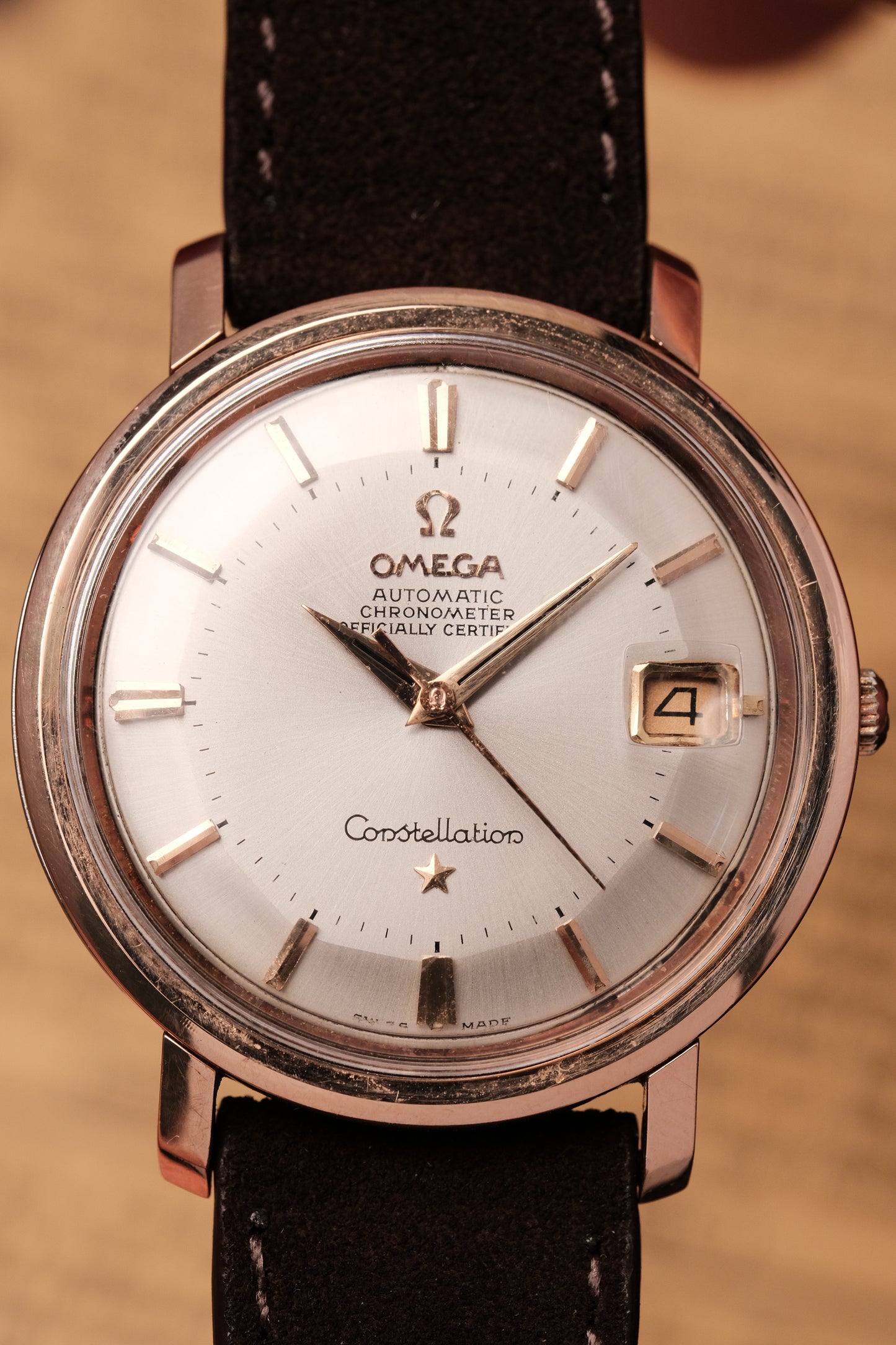 1966 OMEGA CONSTELLATION PIE PAN White Dial Rose Gold AUTOMATIC CHRONOMETER REF. 168.004