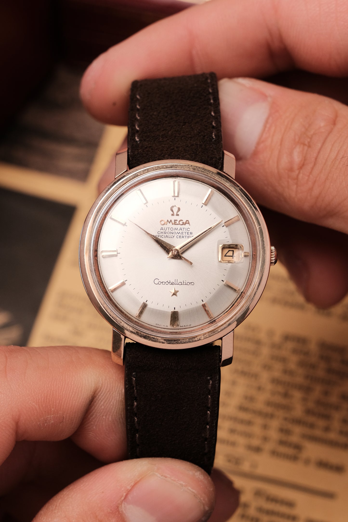1966 OMEGA CONSTELLATION PIE PAN White Dial Rose Gold AUTOMATIC CHRONOMETER REF. 168.004