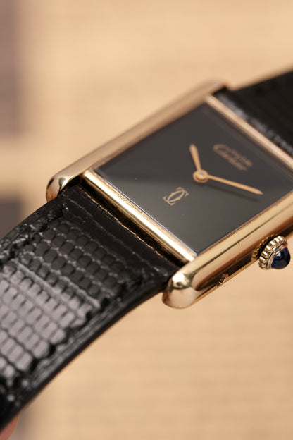 CARTIER MUST DE TANK (LM 23x31mm) Hand Winding VERMEIL Black DIAL 6173765