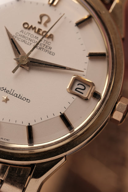 1963 OMEGA CONSTELLATION PIE PAN DOG LEG GOLD AUTOMATIC CHRONOMETER REF. 168.005