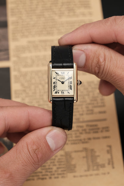 Vintage Cartier Must De Tank Vermeil (SM 20x28mm) ROMAN DIAL Hand Windding Ref.3096998