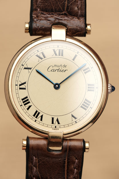 1990's Cartier Must Vendome LM Vermeil Quartz Gold Plated 30mm