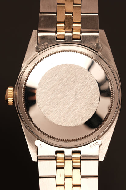 Rolex Datejust 36 16013 Two Tone 18k Yellow Gold Jubilee Bracelet Fluted Bezel + Box and Booklet
