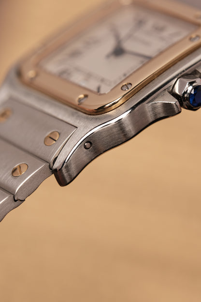 Cartier Santos Galbée 1566 Gold/Steel White Dial LM (29x41mm)