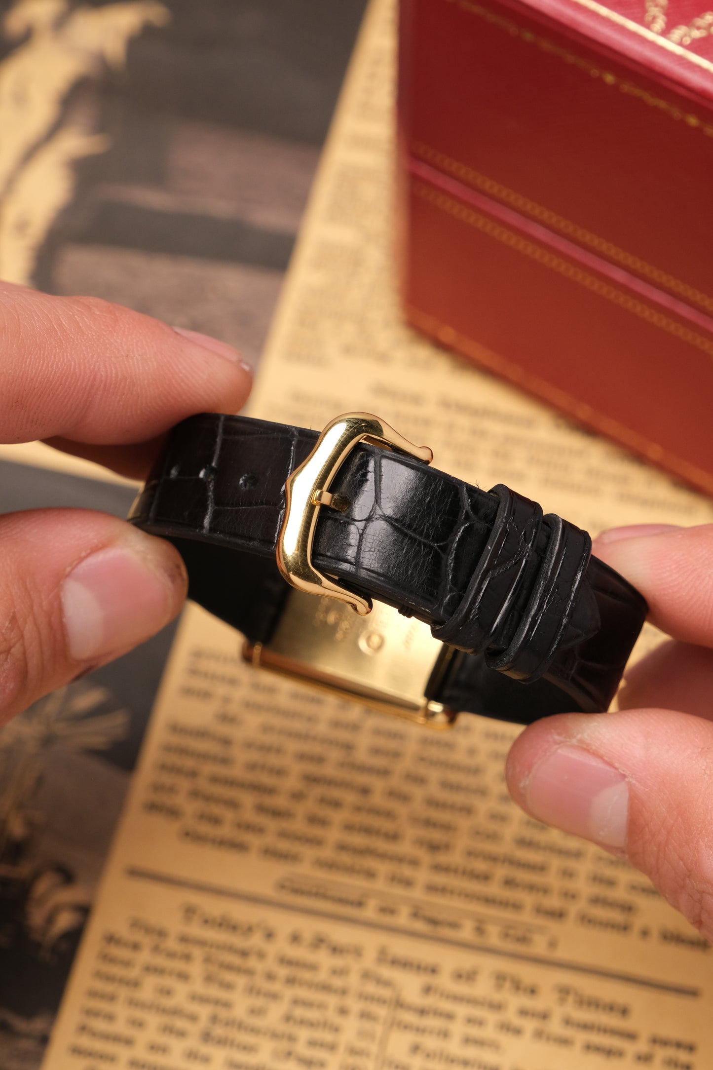 CARTIER MUST DE CARTIER TANK 23x31 Hand Winding VERMEIL Black DIAL REF. 6 062961