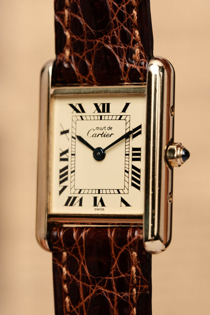 Vintage Cartier Must De Tank Vermeil (SM 20x28mm) ROMAN DIAL QUARTZ Ref.87728