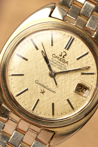 1969 OMEGA Constellation C-shape Day Chronometer Linen Champagne Dial - 168.017