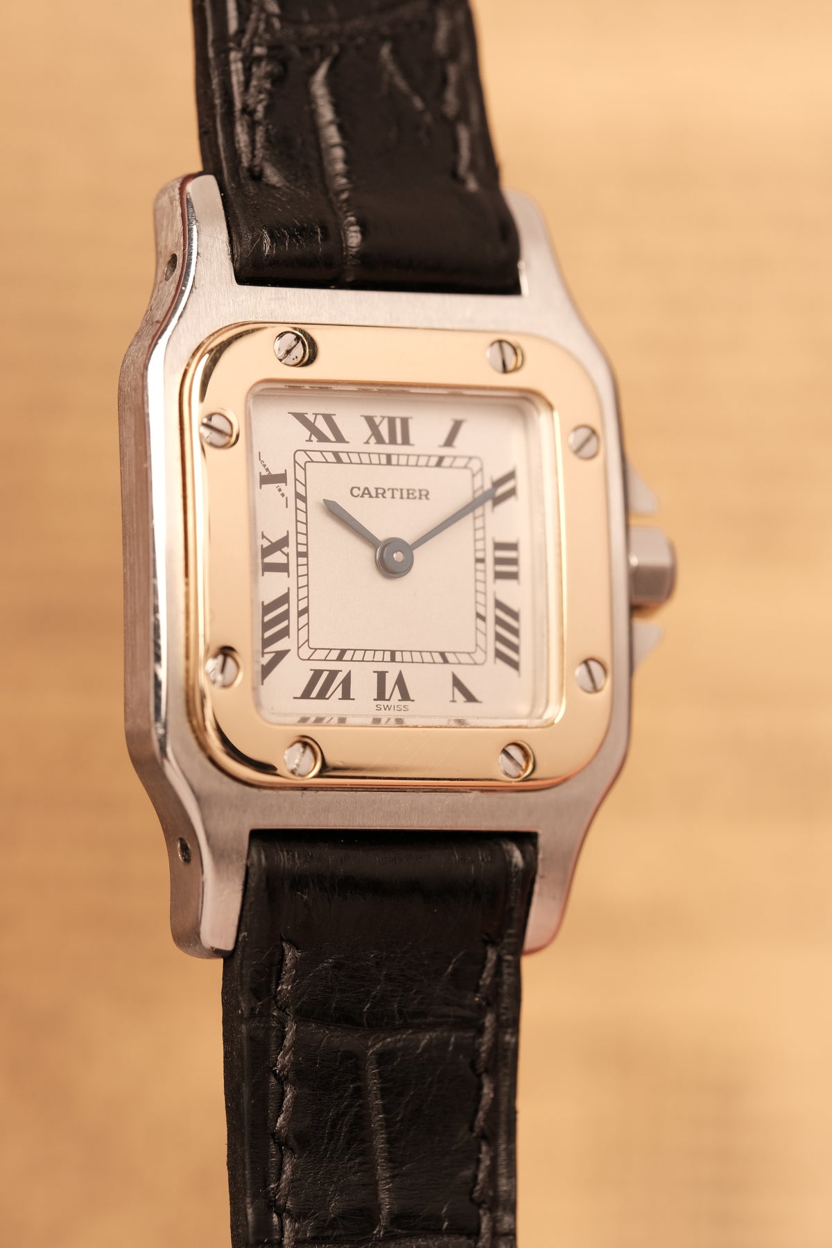 Cartier Santos Galbee 1057930 Quartz Gold/Steel White Dial SM (24x35mm) + Box and Paper