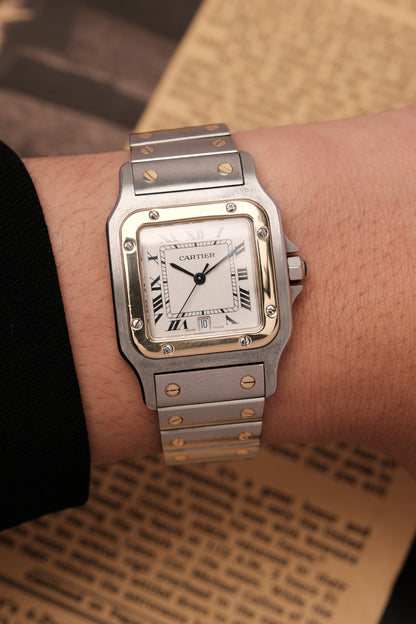 Cartier Santos Galbée 1566 Gold/Steel White Dial LM (29x41mm)