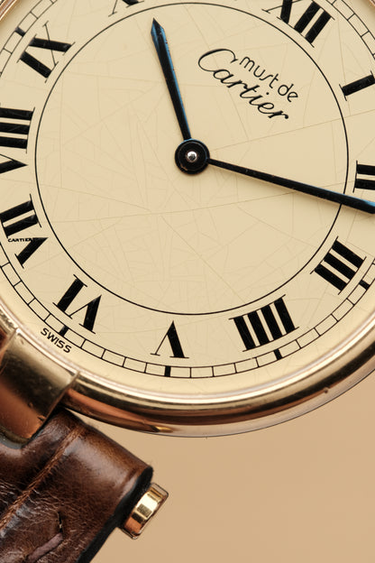1990's Cartier Must Vendome LM Vermeil Quartz Gold Plated 30mm