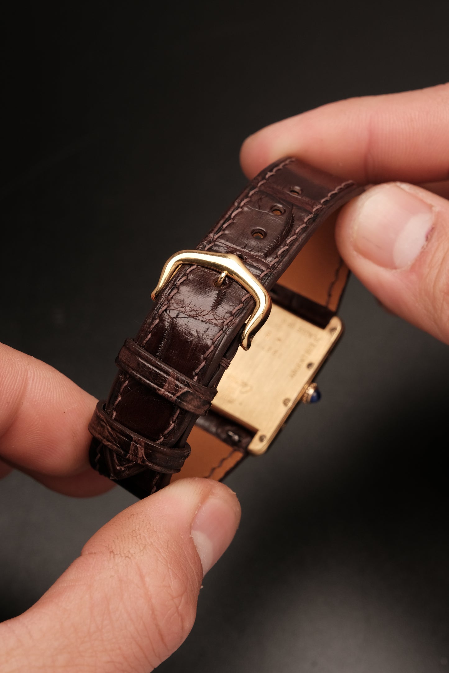 Vintage Cartier Must De Tank (XL 26x34mm) ROMAN DIAL QUARTZ Ref.2413 + Dark Brown Strap