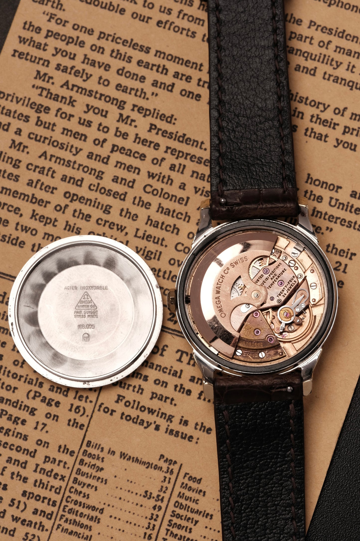 1966 OMEGA CONSTELLATION PIE PAN DOG LEG White Dial AUTOMATIC CHRONOMETER REF. 168.005 ( Dark Brown Strap)