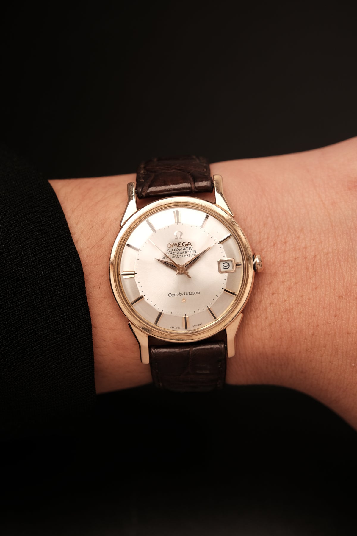 1964 OMEGA CONSTELLATION PIE PAN DOG LEG White Dial Rose Gold AUTOMATIC CHRONOMETER REF. 168.005