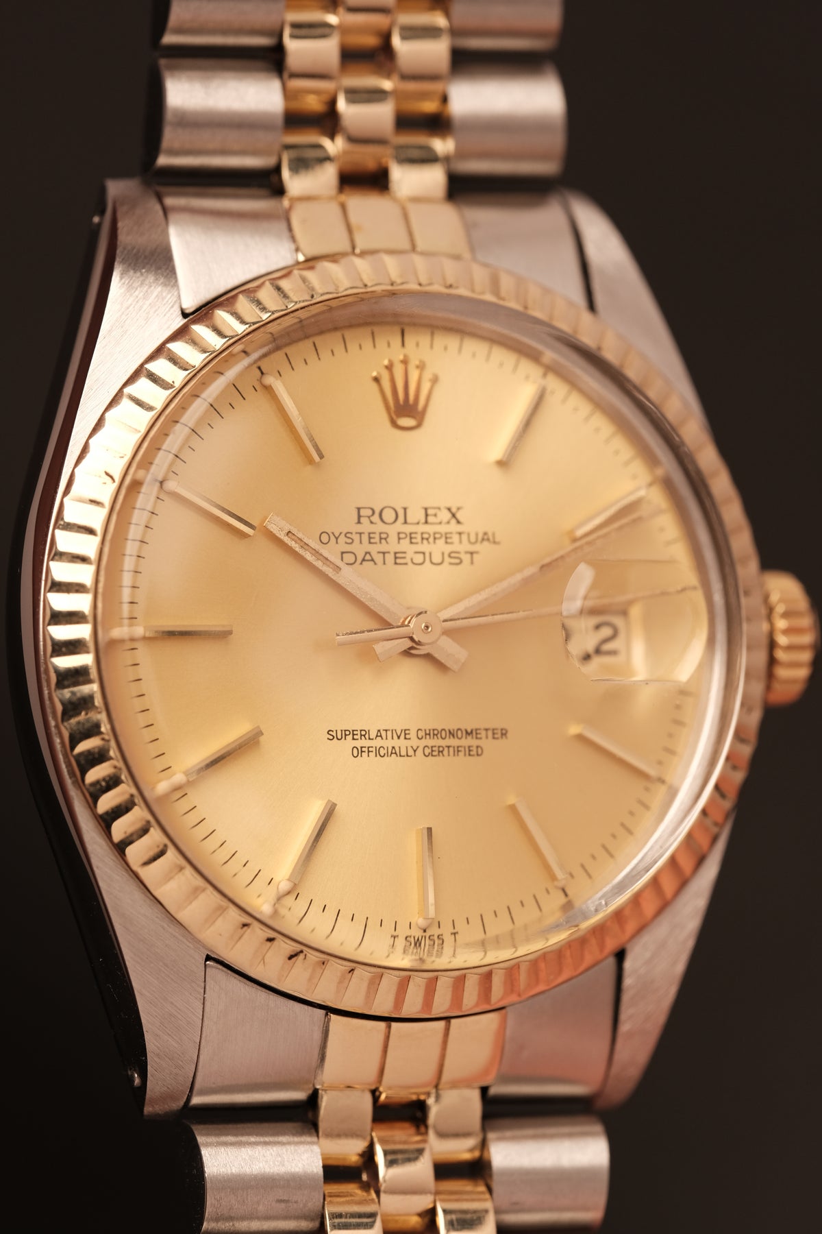 Rolex Datejust 36 16013 Two Tone 18k Yellow Gold Jubilee Bracelet Fluted Bezel + Box and Booklet