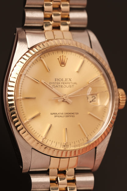 Rolex Datejust 36 16013 Two Tone 18k Yellow Gold Jubilee Bracelet Fluted Bezel + Box and Booklet