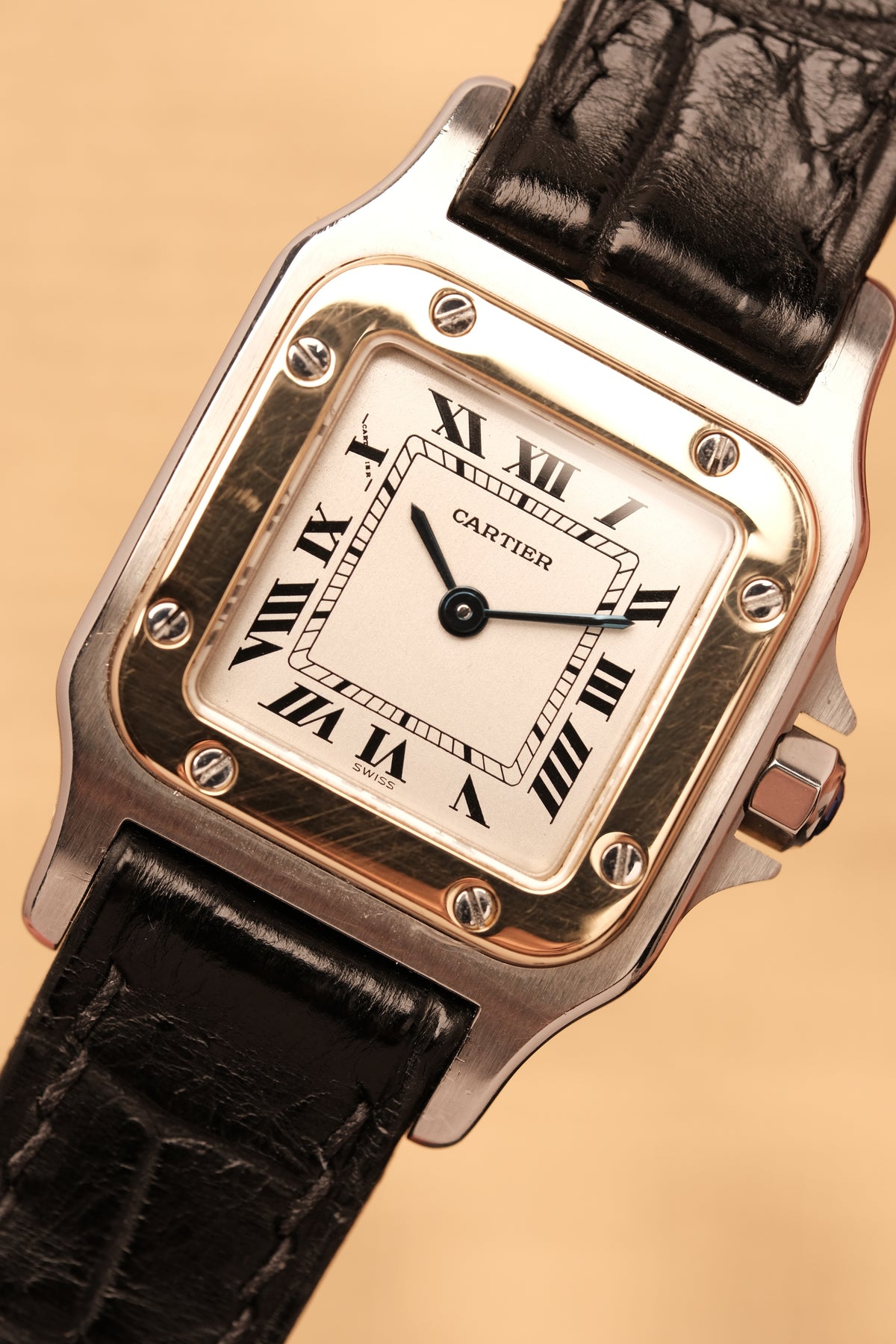 Cartier Santos Galbee 1057930 Quartz Gold/Steel White Dial SM (24x35mm) + Box and Paper