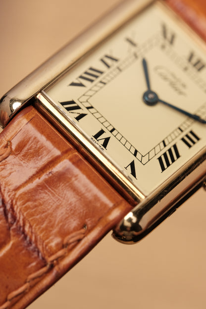 1990's CARTIER MUST DE CARTIER TANK VERMEIL ROMAN DIAL Quartz