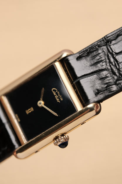 CARTIER MUST DE TANK VERMEIL (SM 20x28mm) BLACK DIAL HAND WINDING 3012300