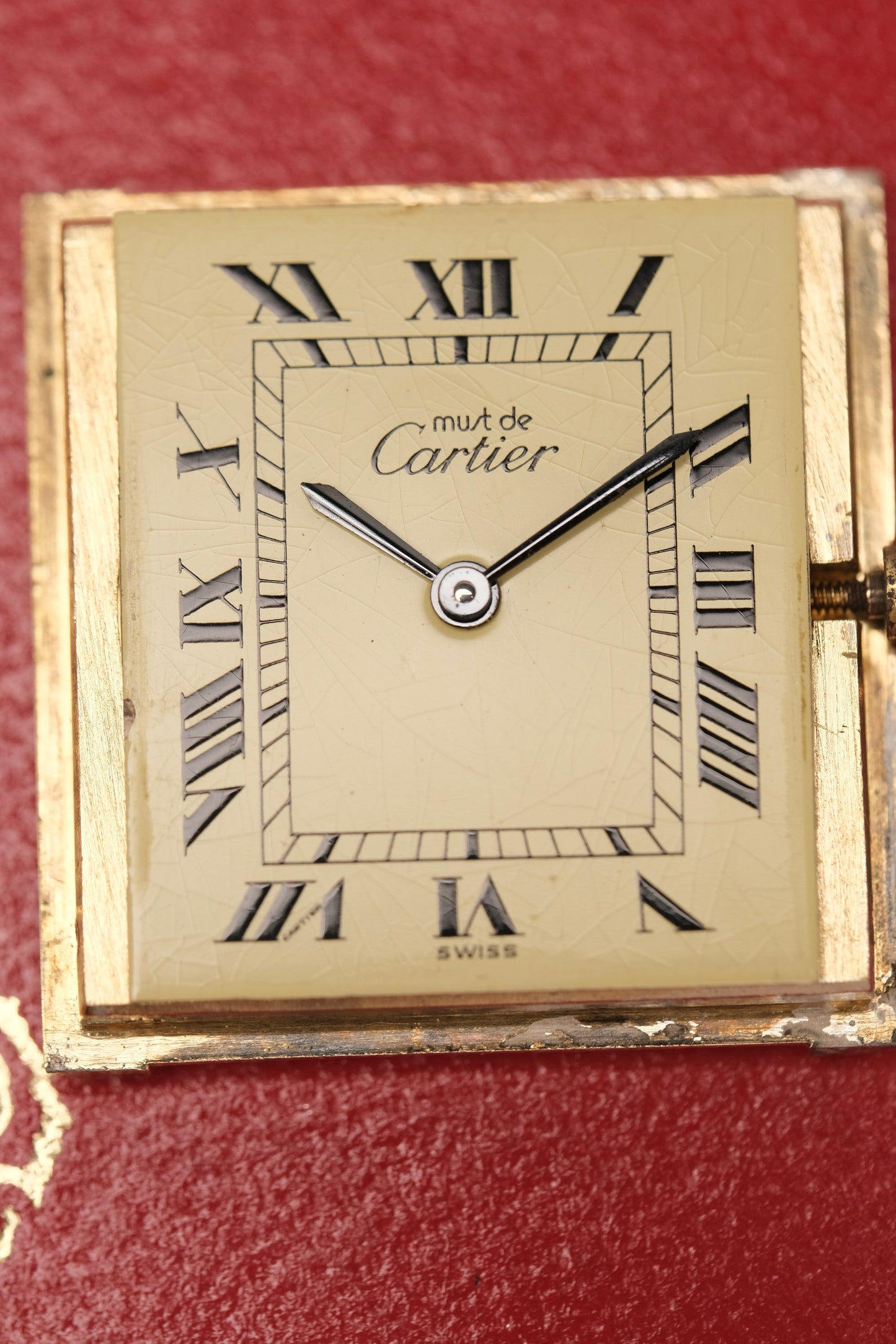 1990's CARTIER MUST DE CARTIER TANK VERMEIL ROMAN DIAL Manual Winding 23MM + Box