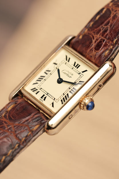 Vintage Cartier Must De Tank Vermeil (SM 20x28mm) ROMAN DIAL QUARTZ Ref.5057001