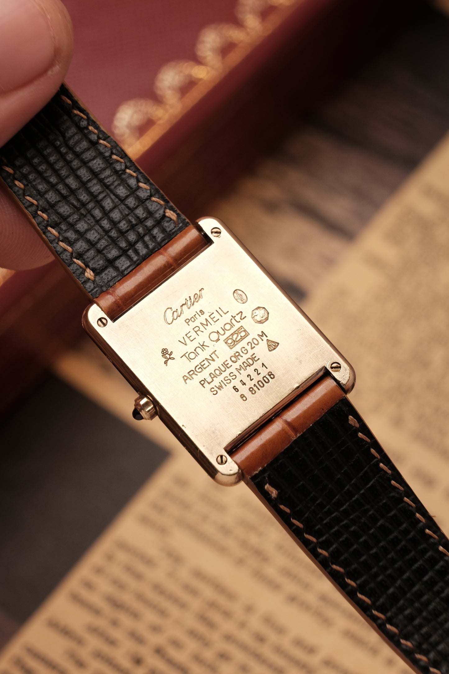 CARTIER MUST DE CARTIER TANK VERMEIL ROMAN DIAL REF. 64221