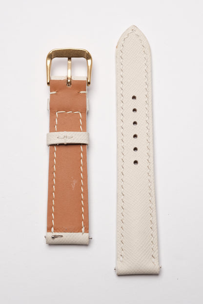 Soft Ivory Epsom Calfskin Leather Strap