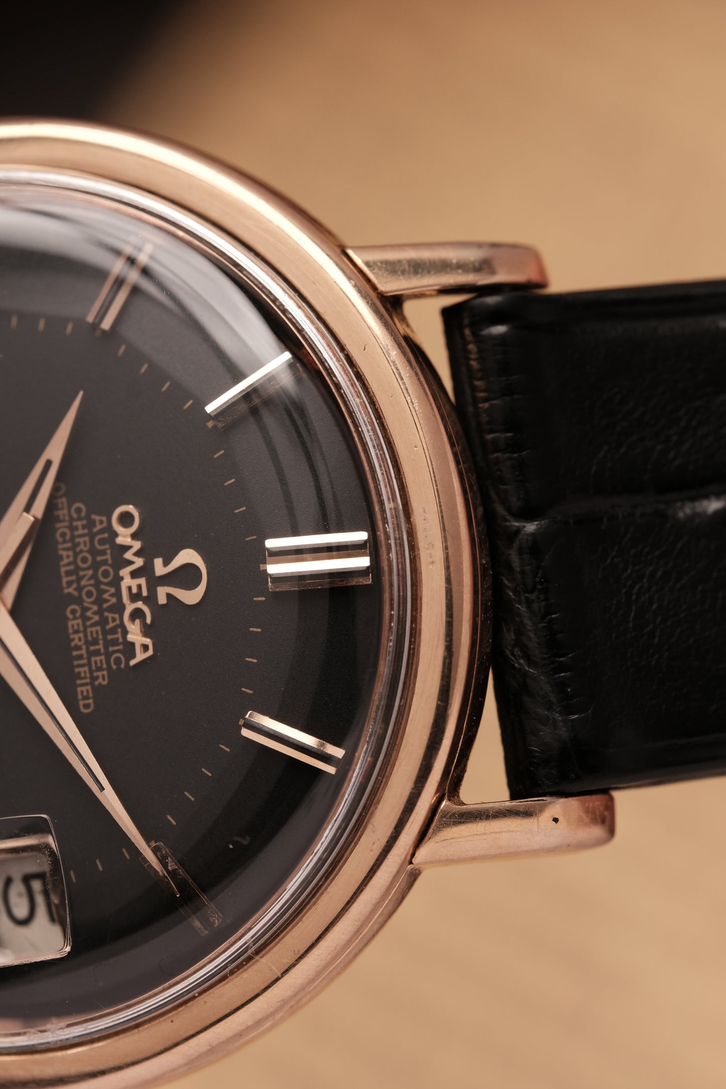 1966 OMEGA CONSTELLATION PIE PAN  Black Dial Rose Gold AUTOMATIC CHRONOMETER REF. 168.004